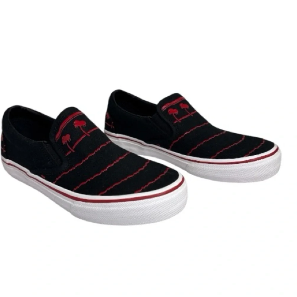 In-N-Out Burger Palm Tree Slip On Sneakers Black Red Size 7.5